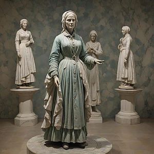 Statues of Women in Historical Attire