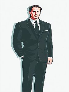 Confident Man in Black Suit