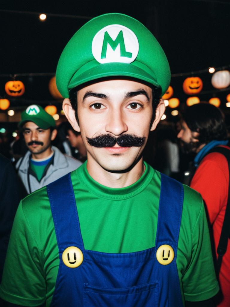 Man in Luigi Costume at Halloween Cosplay Festival
