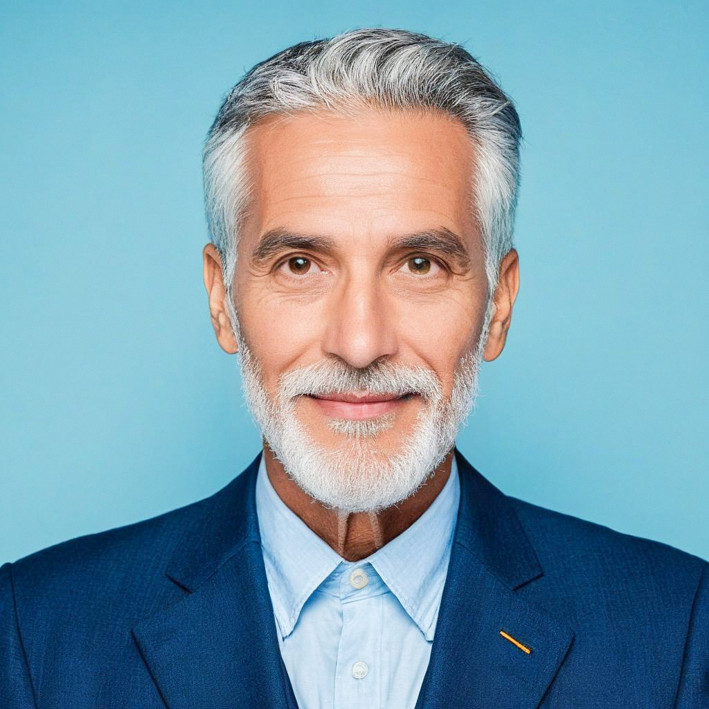 Confident Mature Man in Blue Suit Confident Mature Man in Blue Suit