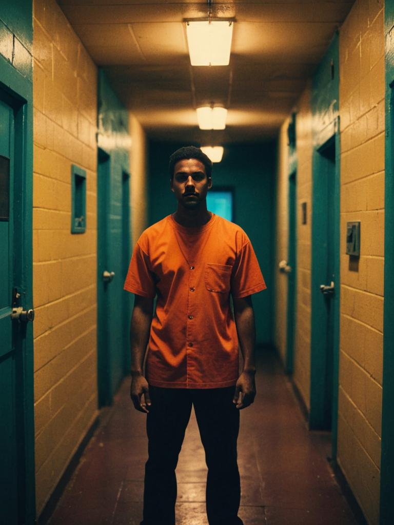 Man in Jail Hallway - Technicolor Style