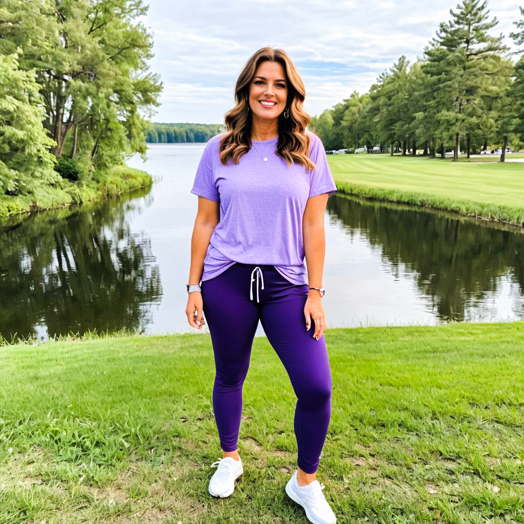 Confident Woman by Serene Lake in Purple Athletic Outfit