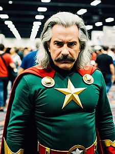 Man in Captain Chaos Costume at Comic Convention