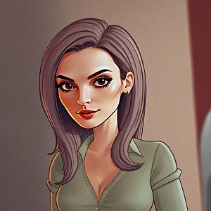 Stylish Woman with Shoulder-Length Hair and Green Top