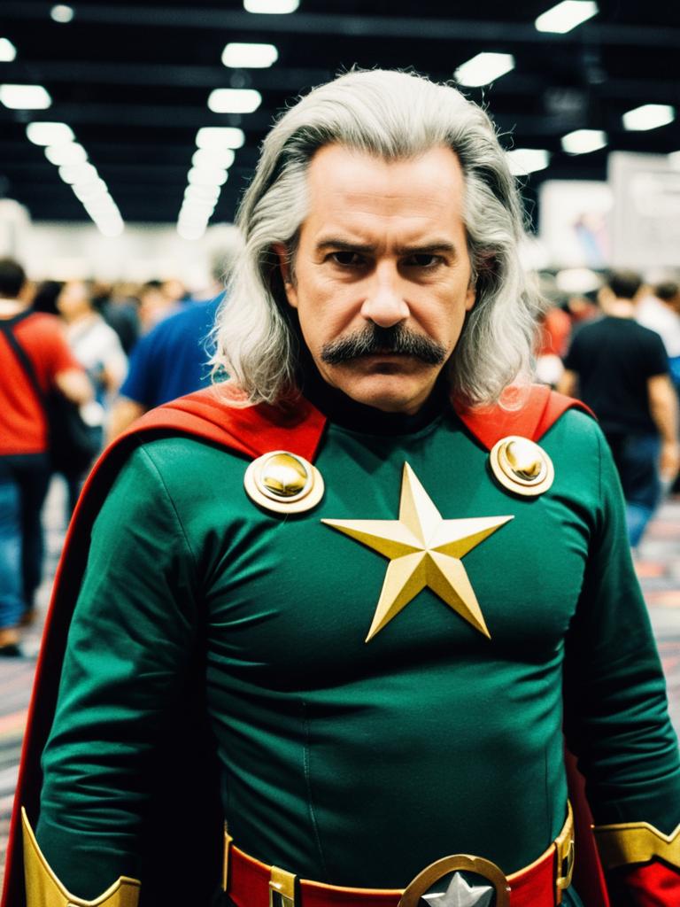 Man in Captain Chaos Costume at Comic Convention
