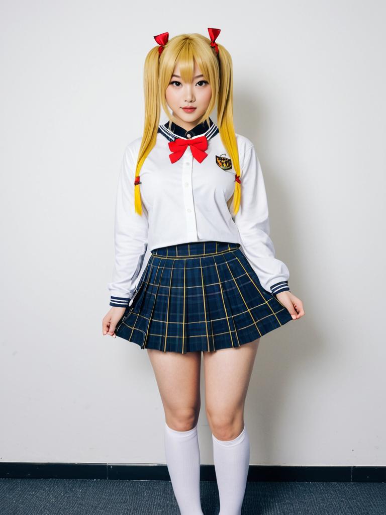 Hoshikawa Sara 4th Costume Schoolgirl Cosplay with Blonde Twin Tails