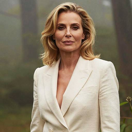 Confident Woman in Cream Blazer Outdoor Portrait