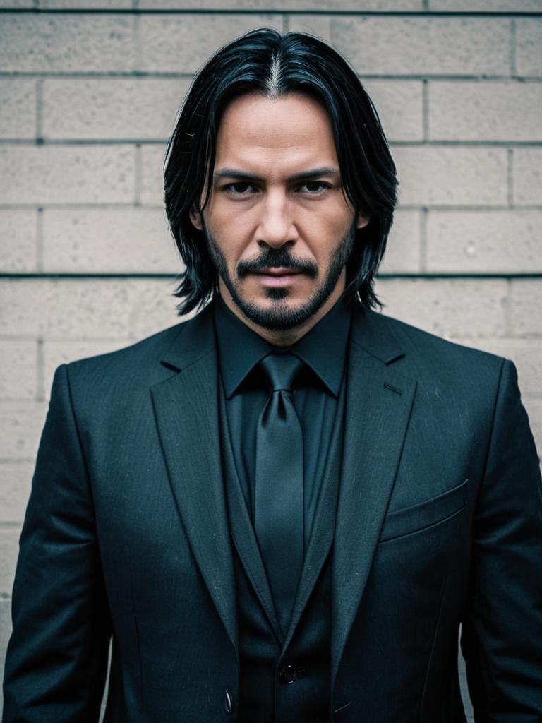 Man in Black Suit Against Brick Wall