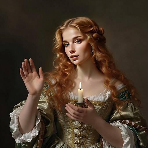 Renaissance Style Portrait of a Woman Holding a Candle