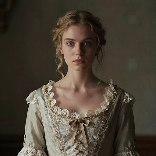 Young Woman in 18th Century Style Vintage Dress Portrait