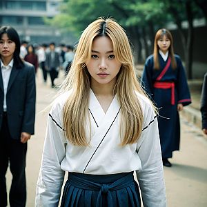 Young Woman in Traditional Korean Clothing
