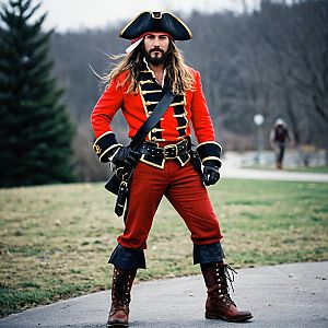 Man in Historical Military Uniform Outdoors