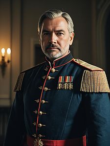Portrait of a Man in Grant Style Military Uniform with Cinematic Realism