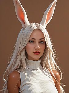 Portrait of Woman with Bunny Ears
