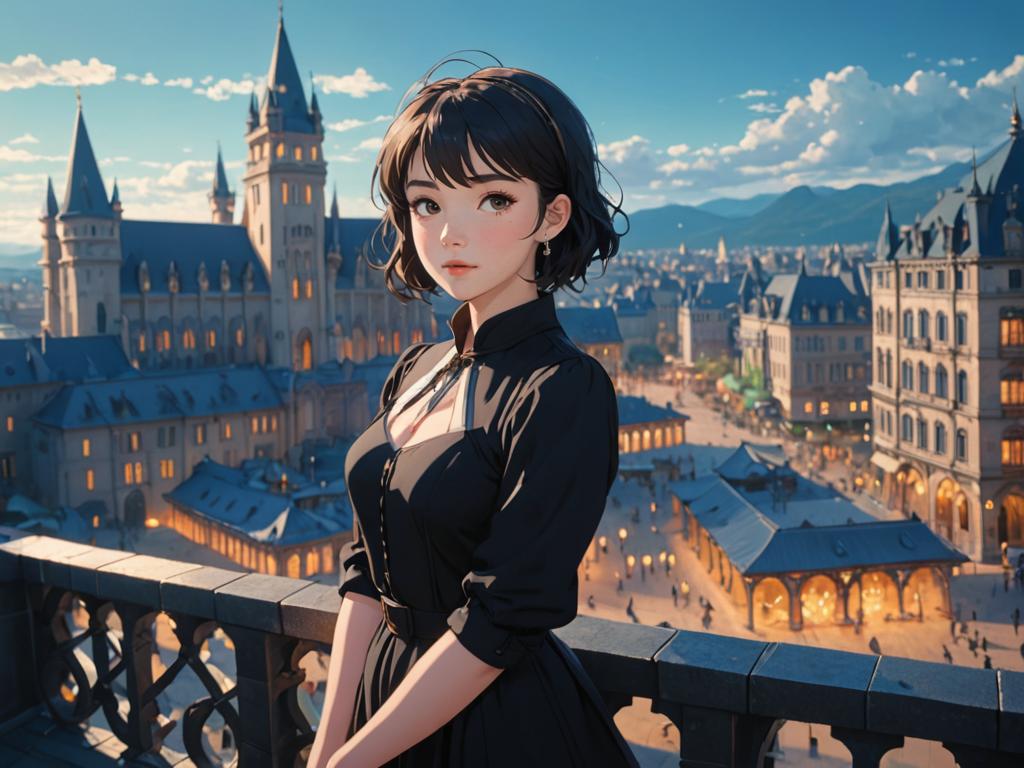 Anime Portrait of a Young Woman in Prague