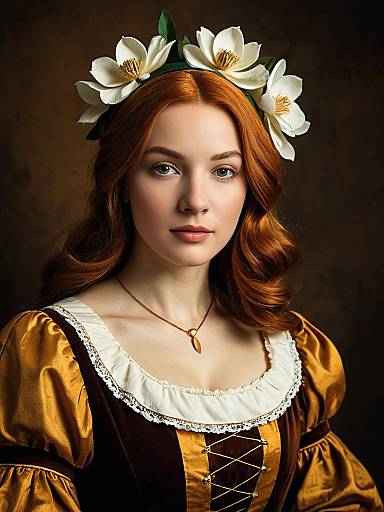 Realistic Anne Magnolia Cosplay Woman Wearing Renaissance Costume