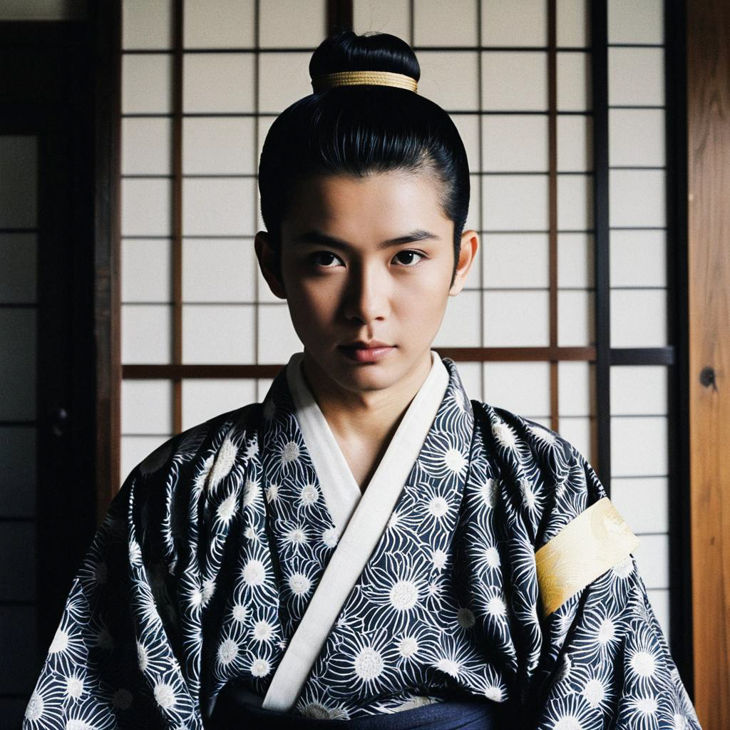 Young Man in Traditional Japanese Kimono