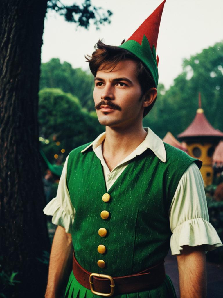 Man in Disney Peter Pan Costume Waist Up Editorial Portrait