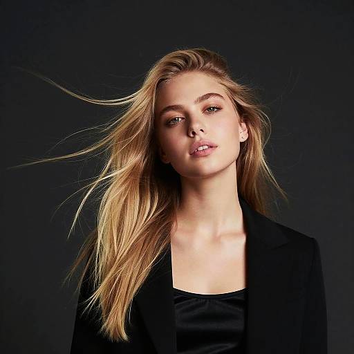 Confident Blonde Woman in Black Blazer Portrait