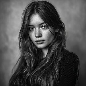 Black and White Portrait of a Young Woman