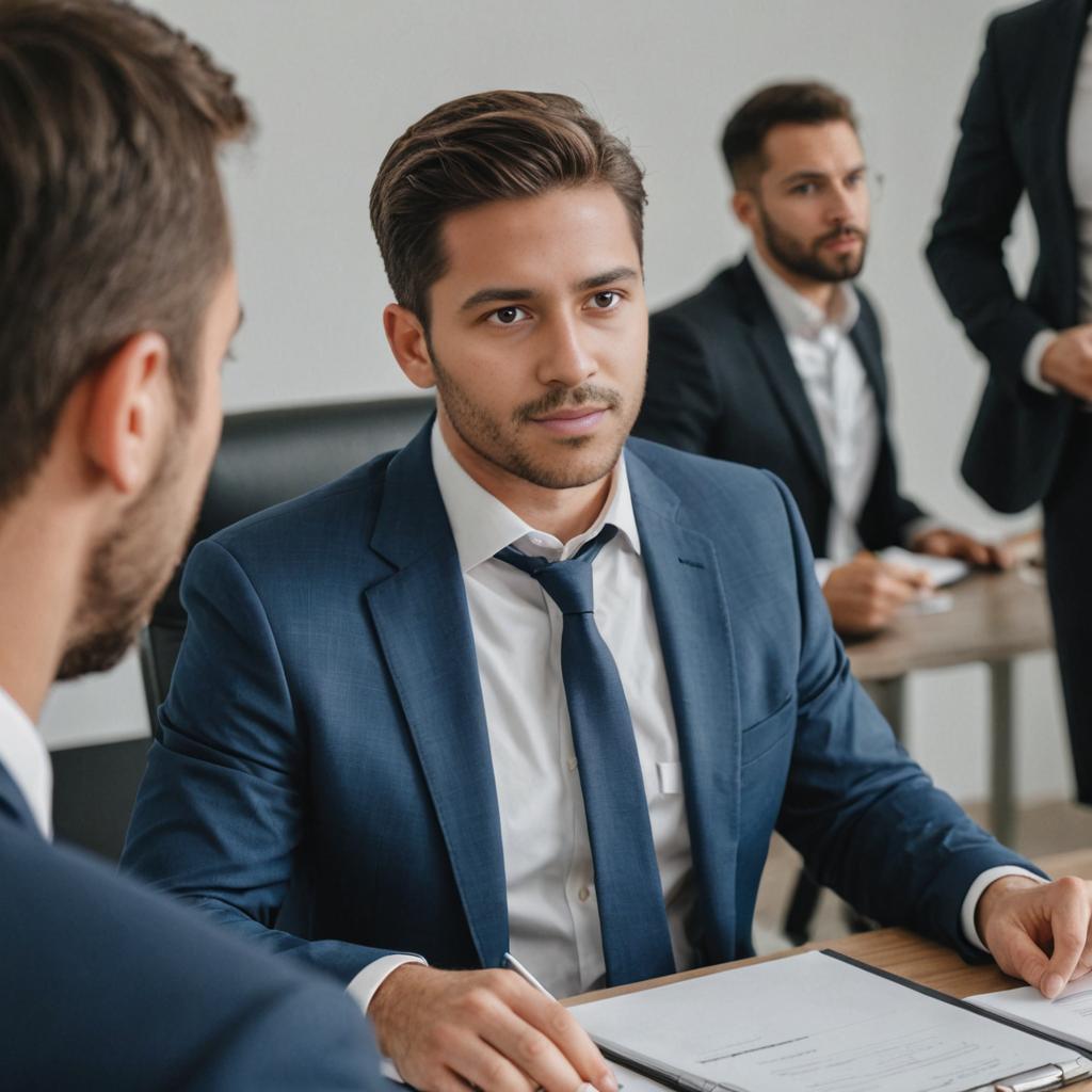 Focused man in formal attire at a business meeting