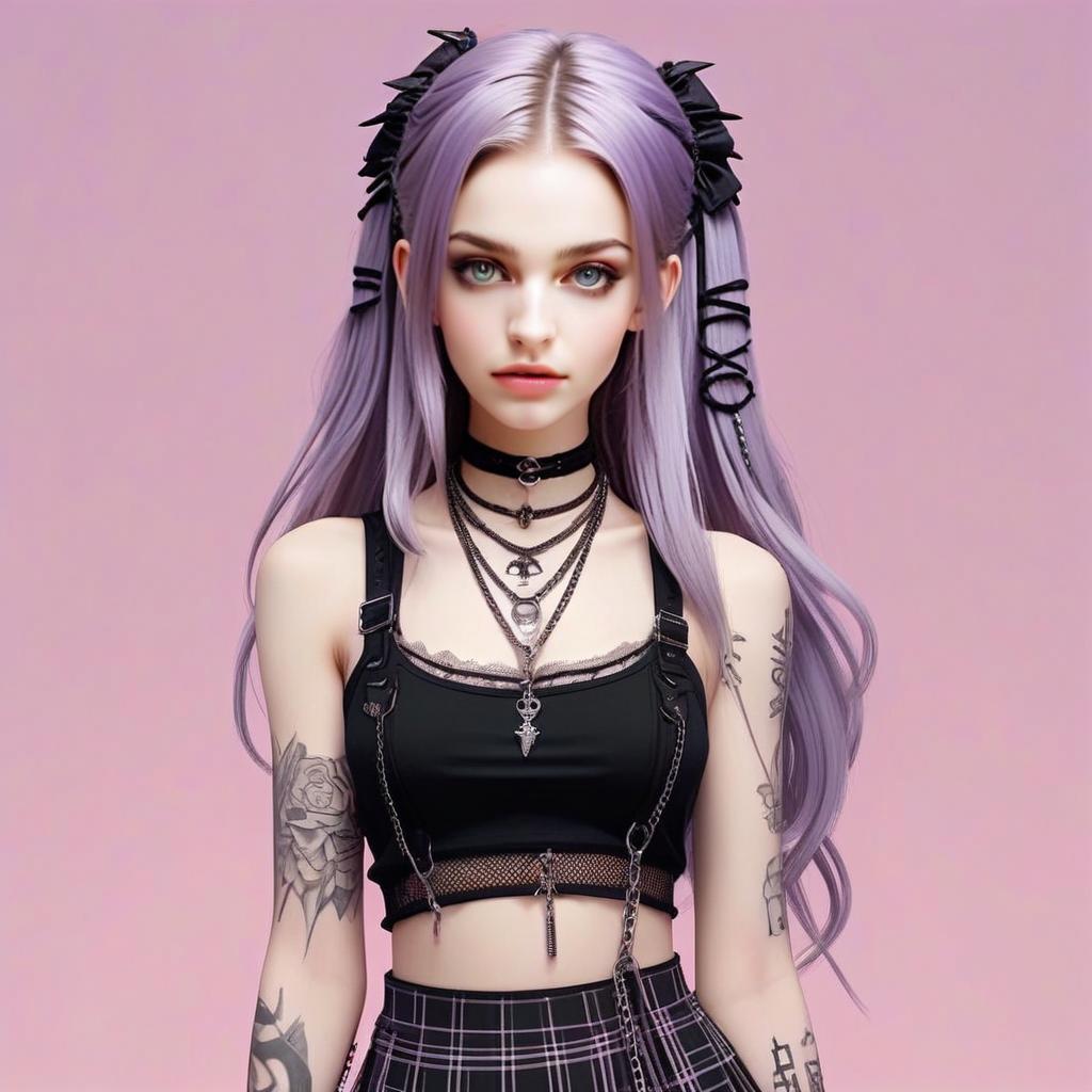 Gothic-Inspired Young Woman with Lavender Hair Gothic-Inspired Young Woman with Lavender Hair