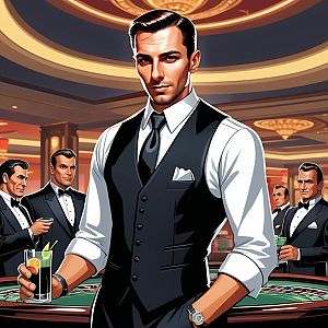 Elegant Man in Casino with Cocktail