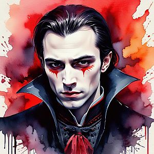 Gothic Portrait of a Man with Red Tears