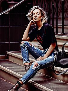 Stylish Young Woman in Urban Fashion