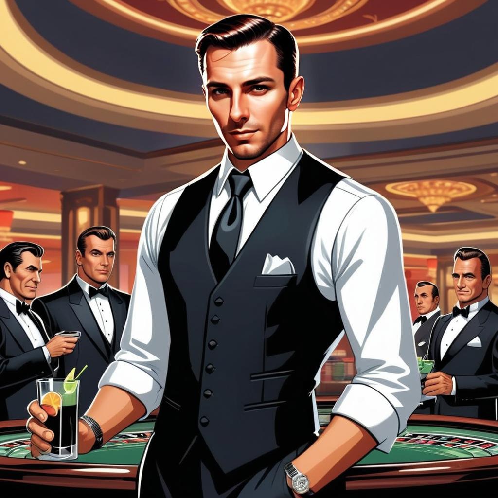 Elegant Man in Casino with Cocktail