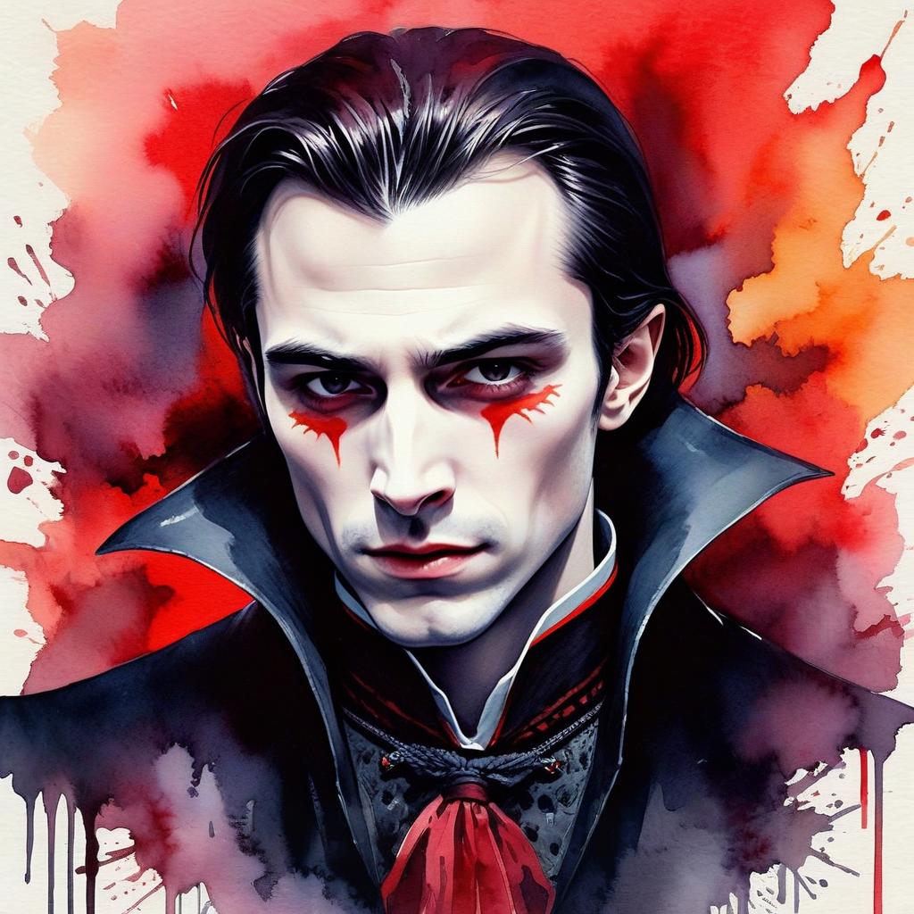 Gothic Portrait of a Man with Red Tears