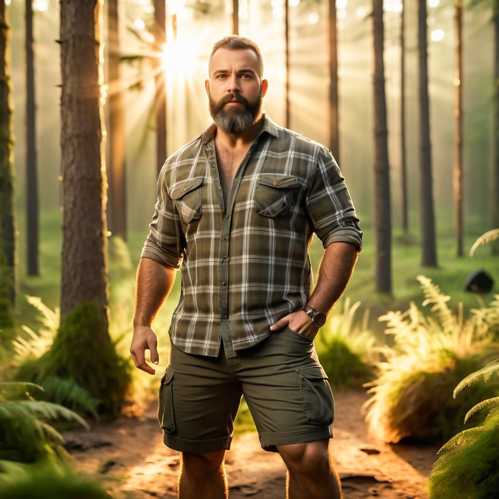 Strong Man in Serene Forest