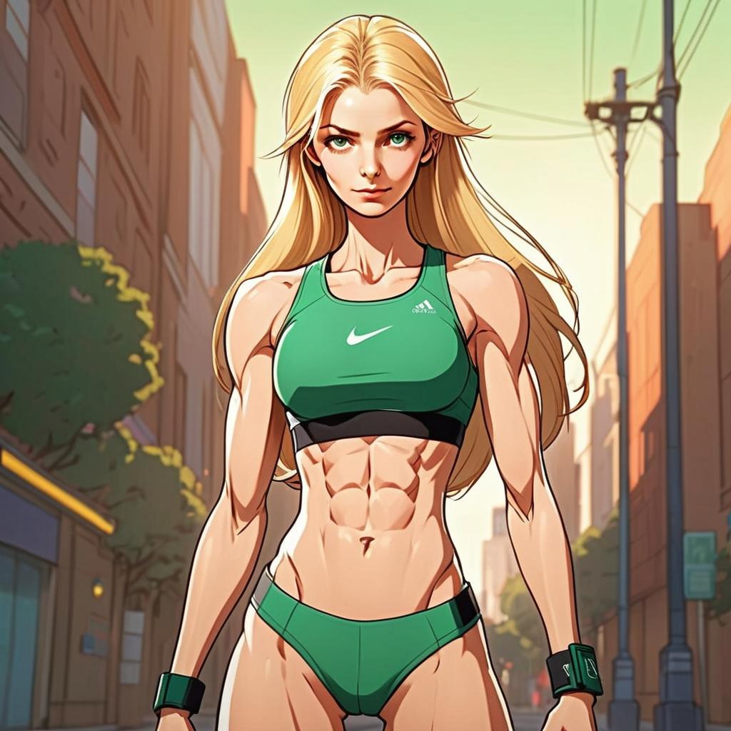 Confident Athletic Woman in Urban Setting