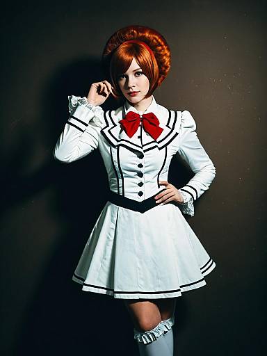 Realistic Cosplay of Shirley Fenette by Woman in Detailed White Dress