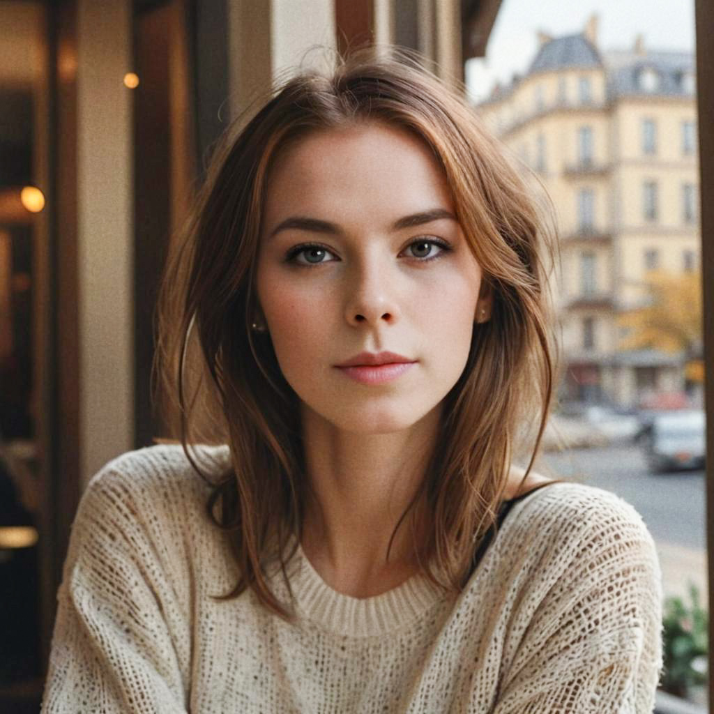 Young Woman in Cozy Café