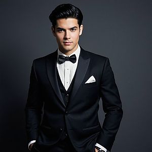 Young Man in Classic Black Tuxedo