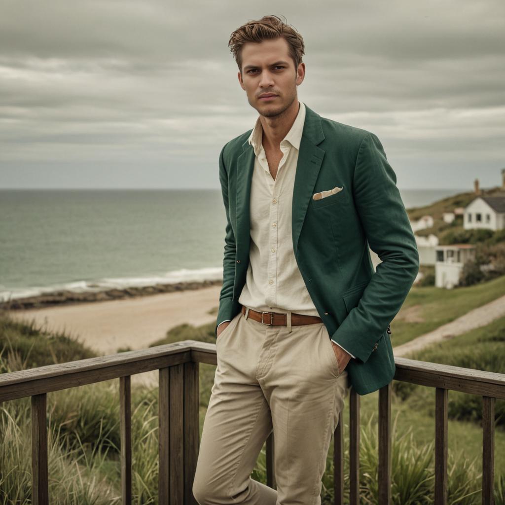 Stylish Man on Beach Deck