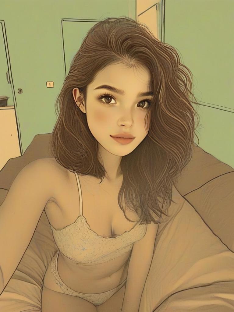 Portrait of a Young Woman in Lingerie