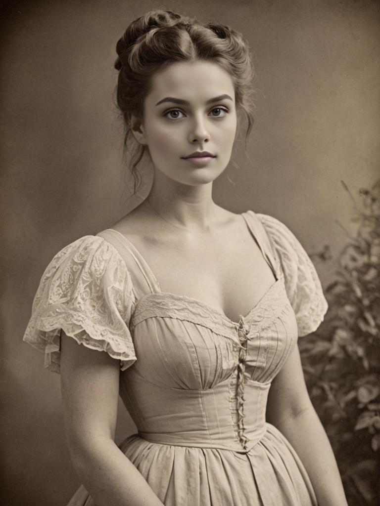 Timeless portrait of a woman in vintage dress