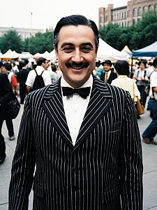 Man in Gomez Addams Costume at Cosplay Festival