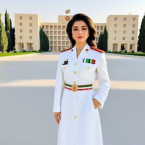 Female Military Doctor in White Uniform