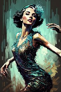 Elegant Woman in Dazzling Dress