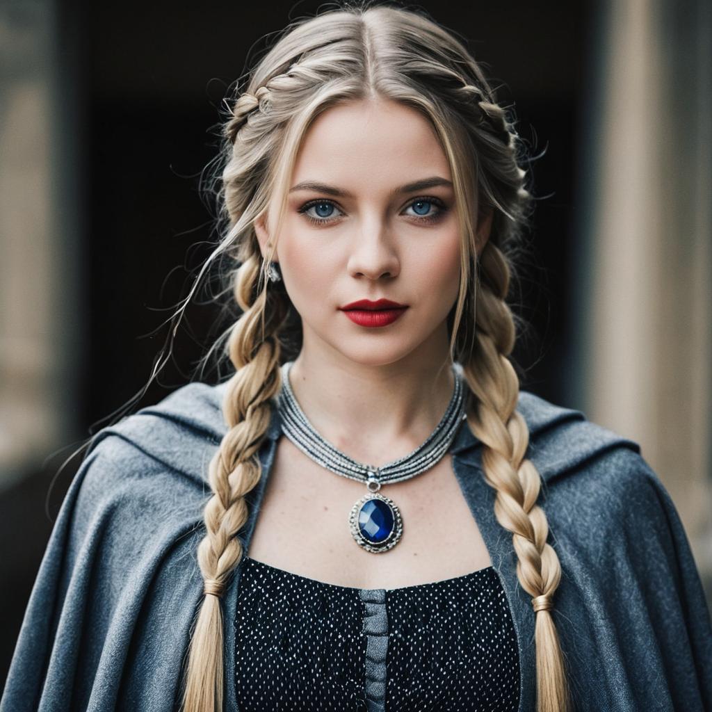 Portrait of a Young Woman in Medieval Attire