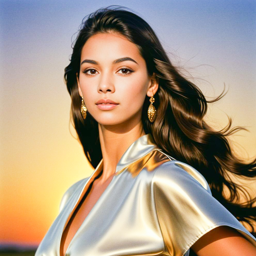 Elegant Woman in Golden Sunset Light