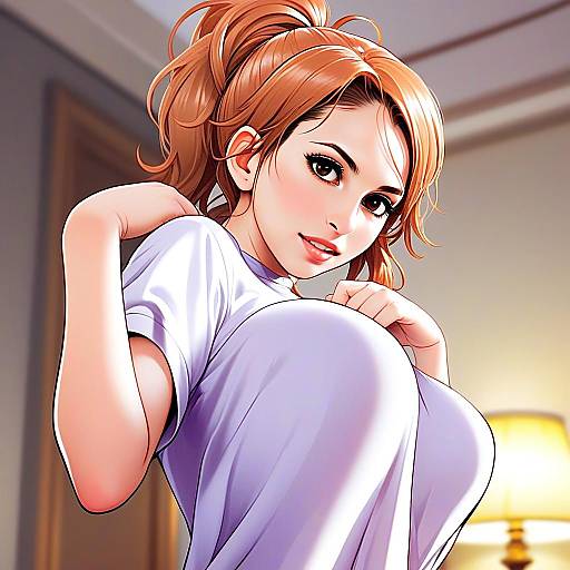 Aquila Kancolle Anime-Style Digital Illustration of Woman in White Top