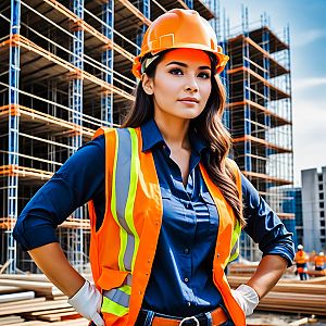 Confident Woman Construction Worker at Site