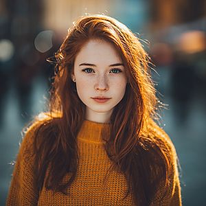 Moody Portrait of Young Woman with Red Hair