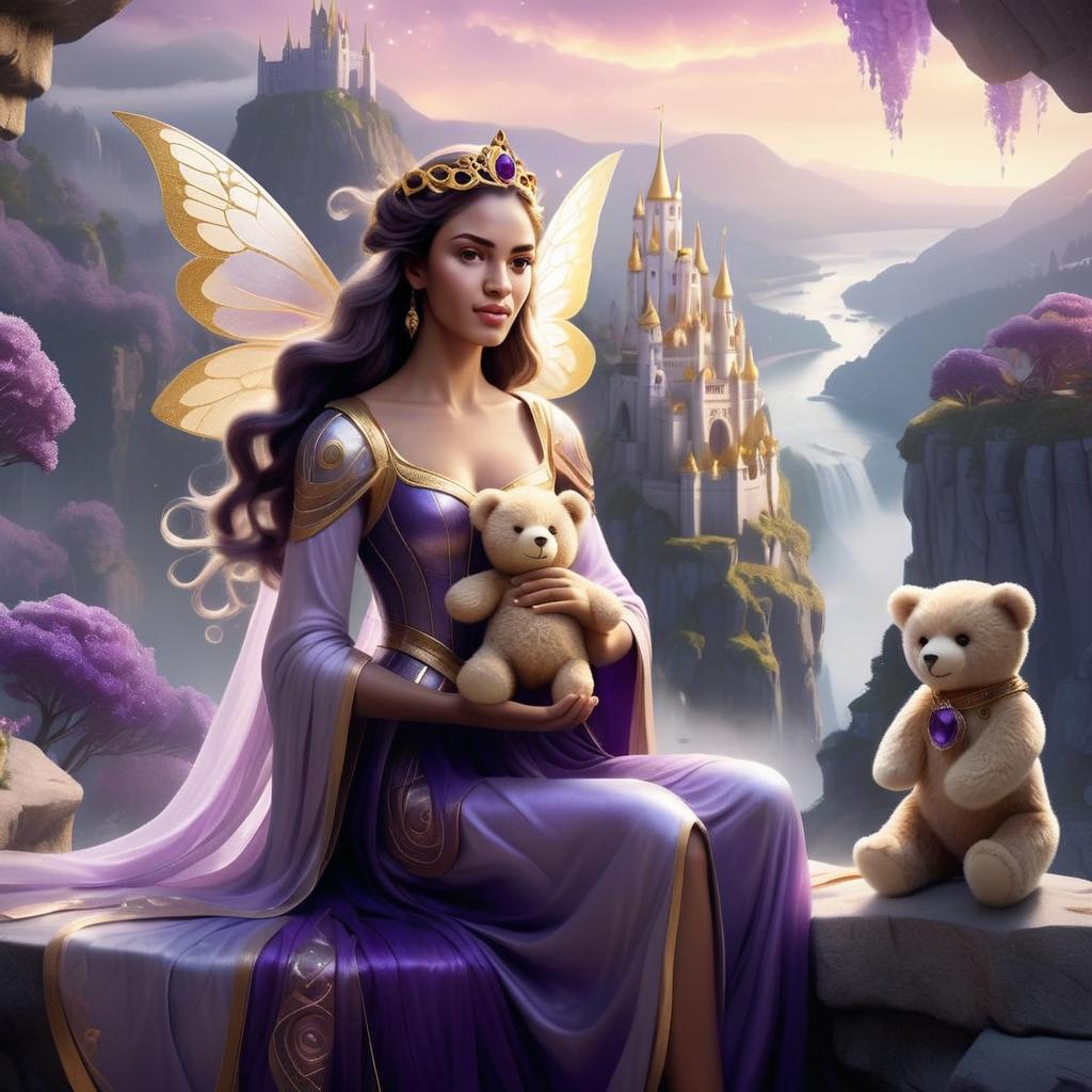 Regal Woman with Butterfly Wings in Fantasy Realm