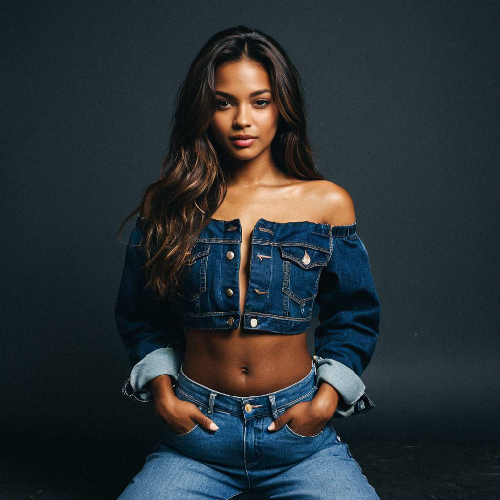 Confident Woman in Denim Jacket