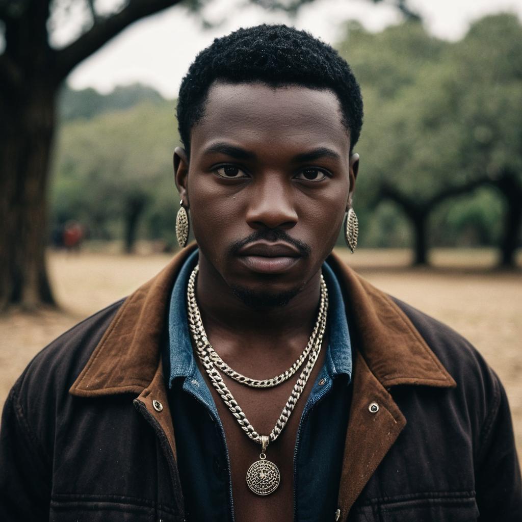 Swazi Male Wearing Traditional Jewelry Outdoors Close-Up
